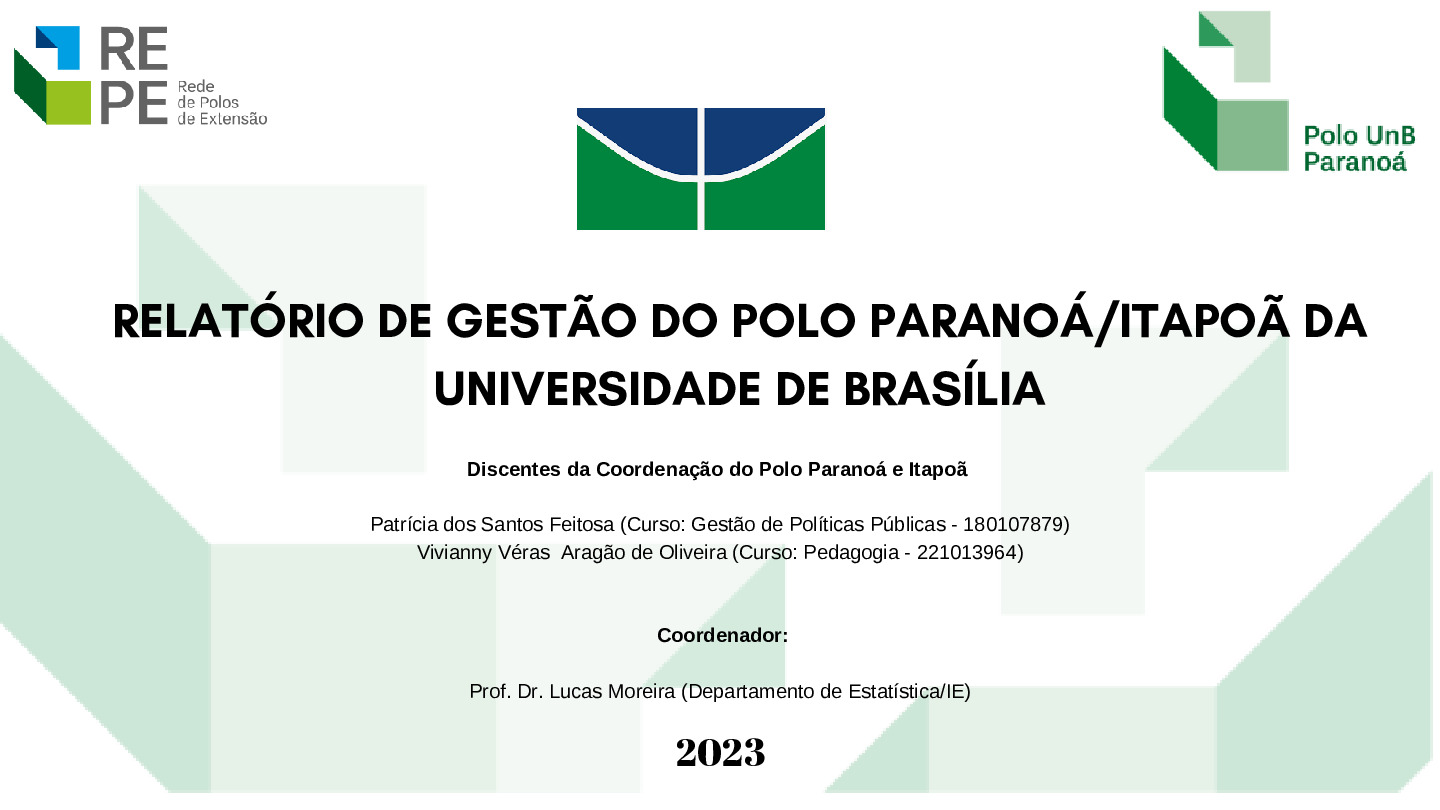 Relat Rio De Gest O Do Polo Parano Itapo Da Universidade De